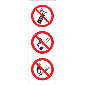 SINAL DE PROIBIÇÃO - PROIBIDO FUMAR E FOGUEAR / USAR EQUIPAMENTOS ELETRÓNICOS (B1092) - Proibição - Sinalização