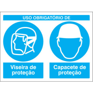 SINAL COMPOSTO DE OBRIGAÇÃO - USO DE VISEIRA E CAPACETE DE PROTEÇÃO (B604) - Compostos - Sinalização