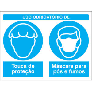 SINAL COMPOSTO DE OBRIGAÇÃO - USO DE TOUCA E MÁSCARA PARA PÓS E FUMOS (B606) - Compostos - Sinalização