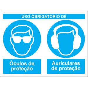 SINAL COMPOSTO DE OBRIGAÇÃO - USO DE ÓCULOS E AURICULARES DE PROTEÇÃO (B607) - Compostos - Sinalização