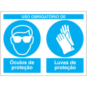SINAL COMPOSTO DE OBRIGAÇÃO - USO DE ÓCULOS E LUVAS DE PROTEÇÃO (B608) - Compostos - Sinalização