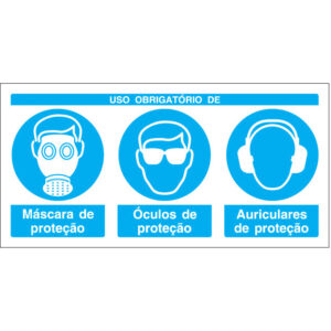 SINAL COMPOSTO DE OBRIGAÇÃO - USO DE MÁSCARA, ÓCULOS E AURICULARES DE PROTEÇÃO (B719) - Compostos - Sinalização