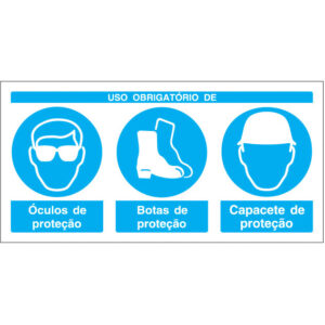 SINAL COMPOSTO DE OBRIGAÇÃO - USO DE ÓCULOS, BOTAS E CAPACETE DE PROTEÇÃO (B725) - Compostos - Sinalização