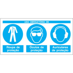 SINAL COMPOSTO DE OBRIGAÇÃO - USO DE ROUPA, ÓCULOS E AURICULARES DE PROTEÇÃO (B728) - Compostos - Sinalização