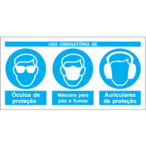 SINAL COMPOSTO DE OBRIGAÇÃO - USO DE ÓCULOS, MÁSCARA PARA PÓS E POEIRAS E AURICULARES DE PROTEÇÃO (B731) - Compostos - Sinalização