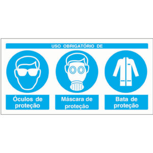 SINAL COMPOSTO DE OBRIGAÇÃO - USO DE ÓCULOS, MÁSCARA PARA PÓS E FUMOS E BATA DE PROTEÇÃO (B732) - Compostos - Sinalização