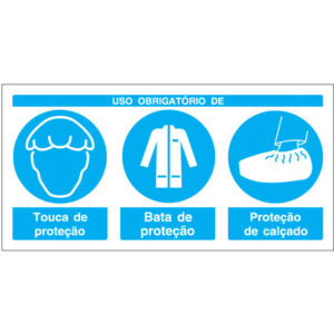SINAL COMPOSTO DE OBRIGAÇÃO - USO DE TOUCA, BATA DE PROTEÇÃO E PROTEÇÃO DE CALÇADO (B736) - Compostos - Sinalização