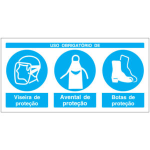 SINAL COMPOSTO DE OBRIGAÇÃO - USO DE VISEIRA, AVENTAL E BOTAS DE PROTEÇÃO (B738) - Compostos - Sinalização