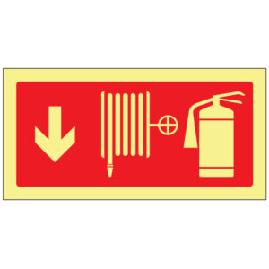SINAL DE CONTRA INCÊNDIO - EXTINTOR E BOCA DE INÊNDIO TIPO CARRETEL EM BAIXO (C121) - Contra Incêndio - Sinalização