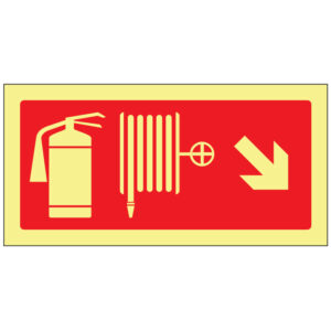 SINAL DE CONTRA INCÊNDIO - EXTINTOR E BOCA DE INÊNDIO TIPO CARRETEL EM BAIXO À DIREITA (C122) - Contra Incêndio - Sinalização