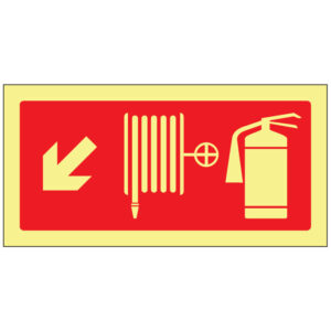 SINAL DE CONTRA INCÊNDIO - EXTINTOR E BOCA DE INÊNDIO TIPO CARRETEL EM BAIXO À ESQUERDA (C123) - Contra Incêndio - Sinalização