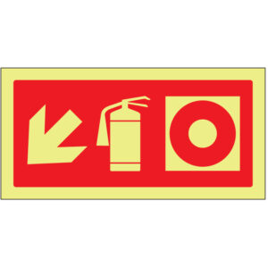 SINAL DE CONTRA INCÊNDIO - EXTINTOR E BOTÃO DE ALARME EM BAIXO À ESQUERDA (C203) - Contra Incêndio - Sinalização