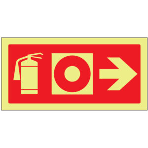 SINAL DE CONTRA INCÊNDIO - EXTINTOR E BOTÃO DE ALARME À DIREITA (C205) - Contra Incêndio - Sinalização