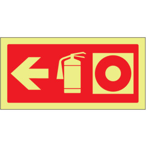 SINAL DE CONTRA INCÊNDIO - EXTINTOR E BOTÃO DE ALARME À ESQUERDA (C207) - Contra Incêndio - Sinalização