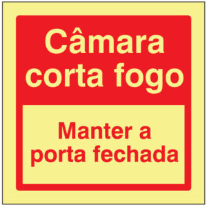 SINAL DE CONTRA INCÊNDIO - CÂMARA CORTA-FOGO / MANTER A PORTA FECHADA (C436) - Contra Incêndio - Sinalização