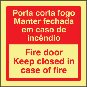 SINAL DE CONTRA INCÊNDIO - PORTA CORTA-FOGO / MANTER FECHADA EM CASO DE INCÊNDIO (C442) - Contra Incêndio - Sinalização