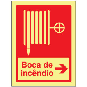 SINAL DE CONTRA INCÊNDIO - BOCA DE INCÊNDIO À DIREITA (C513) - Contra Incêndio - Sinalização