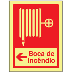 SINAL DE CONTRA INCÊNDIO - BOCA DE INCÊNDIO À ESQUERDA (C514) - Contra Incêndio - Sinalização