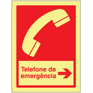 SINAL DE CONTRA INCÊNDIO - TELEFONE DE EMERGÊNCIA À DIREITA (C540) - Contra Incêndio - Sinalização