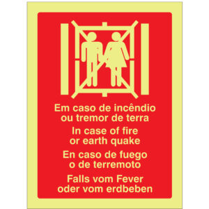 SINAL DE CONTRA INCÊNDIO - ELEVADOR / NÃO USAR EM CASO DE INCÊNDIO OU TREMOR DE TERRA (C586) - Contra Incêndio - Sinalização