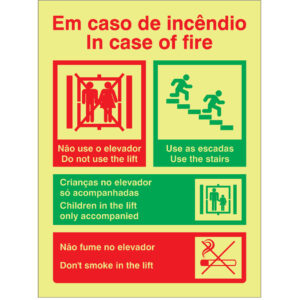SINAL DE CONTRA INCÊNDIO - EM CASO DE INÊNDIOS OU SISMO (C589) - Contra Incêndio - Sinalização