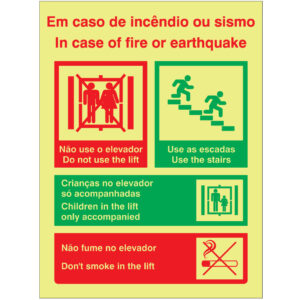 SINAL DE CONTRA INCÊNDIO - EM CASO DE INÊNDIOS OU SISMO (C590) - Contra Incêndio - Sinalização