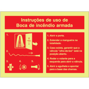 SINAL DE CONTRA INCÊNDIO - INTRUÇÕES DE USO DE BOCA DE INCÊNDIO ARMADA (C850) - Contra Incêndio - Sinalização