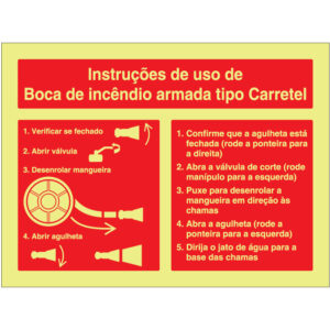SINAL DE CONTRA INCÊNDIO - INTRUÇÕES DE USO DE BOCA DE INCÊNDIO ARMADA TIPO CARRETEL (C851) - Contra Incêndio - Sinalização