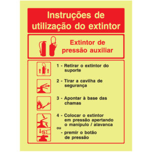 SINAL DE CONTRA INCÊNDIO - INTRUÇÕES DE UTILIZAÇÃO DE EXTINTOR / EXTINTOR DE PRESSÃO AUXILIAR (C853) - Contra Incêndio - Sinalização