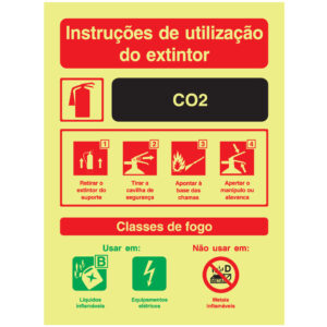 SINAL DE CONTRA INCÊNDIO - INTRUÇÕES DE UTILIZAÇÃO DE EXTINTOR CO2 (C856) - Contra Incêndio - Sinalização
