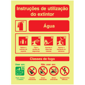 SINAL DE CONTRA INCÊNDIO - INTRUÇÕES DE UTILIZAÇÃO DE EXTINTOR ÁGUA (C857) - Contra Incêndio - Sinalização