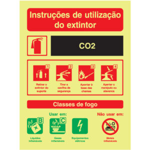 SINAL DE CONTRA INCÊNDIO - INTRUÇÕES DE UTILIZAÇÃO DE EXTINTOR CO2 (C858) - Contra Incêndio - Sinalização