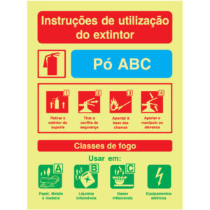 SINAL DE CONTRA INCÊNDIO - INTRUÇÕES DE UTILIZAÇÃO DE EXTINTOR PÓ ABC (C860) - Contra Incêndio - Sinalização