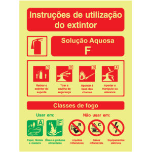 SINAL DE CONTRA INCÊNDIO - INTRUÇÕES DE UTILIZAÇÃO DE EXTINTOR SOLUÇÃO AQUOSA F (C862) - Contra Incêndio - Sinalização