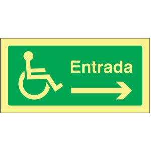 SINAL DE EMERGÊNCIA - VIA DE ENTRADA PARA A DIREITA PARA PESSOAS COM DEFICIÊNCIA OU MOBILIDADE REDUZIDA (E151) - Emergência - Sinalização
