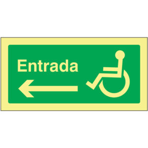 SINAL DE EMERGÊNCIA - VIA DE ENTRADA PARA A ESQUERDA PARA PESSOAS COM DEFICIÊNCIA OU MOBILIDADE REDUZIDA (E152) - Emergência - Sinalização