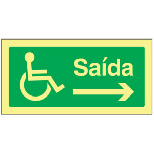 SINAL DE EMERGÊNCIA - VIA DE SAÍDA PARA A DIREITA PARA PESSOAS COM DEFICIÊNCIA OU MOBILIDADE REDUZIDA (E157) - Emergência - Sinalização