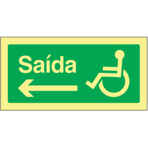 SINAL DE EMERGÊNCIA - VIA DE SAÍDA PARA A ESQUERDA PARA PESSOAS COM DEFICIÊNCIA OU MOBILIDADE REDUZIDA (E158) - Emergência - Sinalização