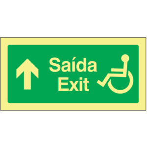 SINAL DE EMERGÊNCIA - VIA DE SAÍDA / EXIT A PARA A CIMA PARA PESSOAS COM DEFICIÊNCIA OU MOBILIDADE REDUZIDA (E162) - Emergência - Sinalização