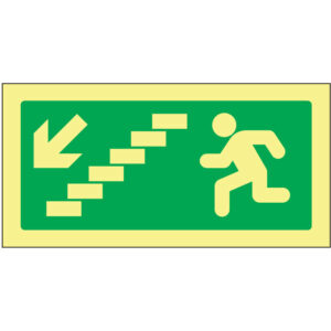 SINAL DE EMERGÊNCIA - ESCADAS PARA BAIXO À ESQUERDA (E182) - Emergência - Sinalização
