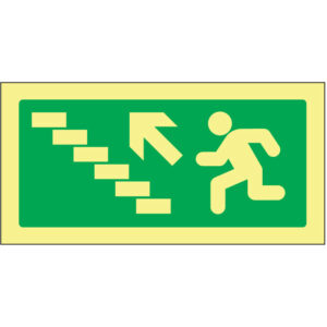 SINAL DE EMERGÊNCIA - ESCADAS PARA CIMA À ESQUERDA (E184) - Emergência - Sinalização