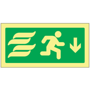 SINAL DE EMERGÊNCIA - VIA DE EVACUAÇÃO PARA BAIXO (E187) - Emergência - Sinalização