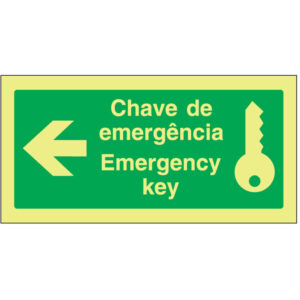 SINAL DE EMERGÊNCIA - CHAVE DE EMERGÊNCIA / EMERGENCY KEY À DIREITA (E215) - Emergência - Sinalização