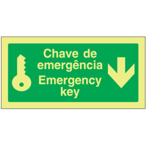 SINAL DE EMERGÊNCIA - CHAVE DE EMERGÊNCIA / EMERGENCY KEY EM BAIXO (E217) - Emergência - Sinalização