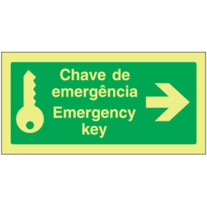 SINAL DE EMERGÊNCIA - CHAVE DE EMERGÊNCIA / EMERGENCY KEY À DIREITA (E218) - Emergência - Sinalização