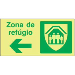 SINAL DE EMERGÊNCIA - ZONA DE REFÍGIO À ESQUERDA (E222) - Emergência - Sinalização