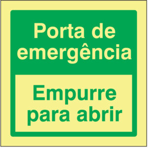 SINAL DE EMERGÊNCIA -PORTA DE EMERGÊNCIA / EMPURRE PARA ABRIR (E405) - Emergência - Sinalização