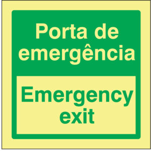 SINAL DE EMERGÊNCIA -PORTA DE EMERGÊNCIA / EMERGENCY EXIT (E406) - Emergência - Sinalização