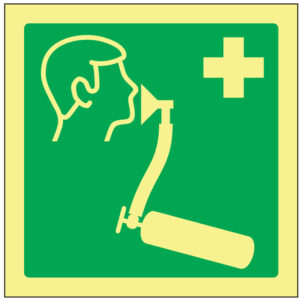 SINAL DE EMERGÊNCIA - MÁSCARA DE REANIMAÇÃO COM GARRAFA DE O2 (E423) - Emergência - Sinalização