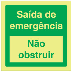 SINAL DE EMERGÊNCIA - SAÍDA DE EMERGÊNCIA / NÃO OBSTRUIR (E435) - Emergência - Sinalização